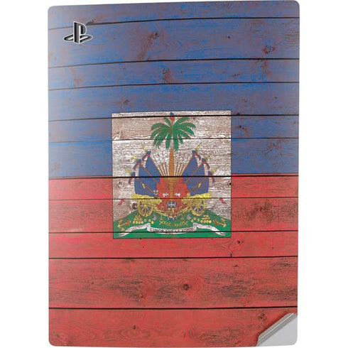 Haiti Flag Dark Wood PS5 Digital Edition Console Skin