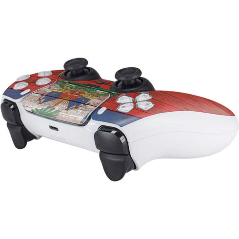 Haiti Flag Dark Wood PS5 Controller Skin