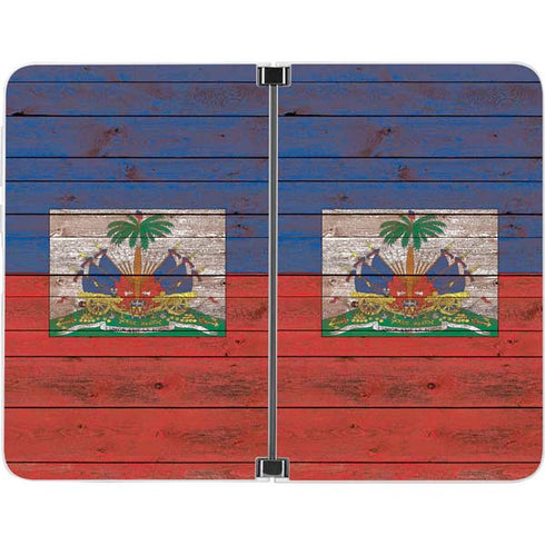 Haiti Flag Dark Wood Surface Duo Skin