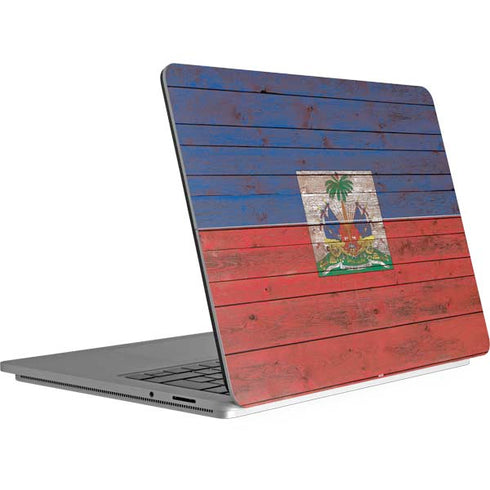 Haiti Flag Dark Wood Surface Laptop Studio Skin