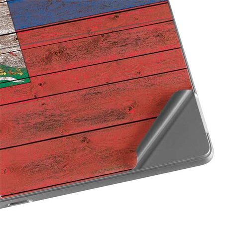 Haiti Flag Dark Wood Surface Pro 8 Skin