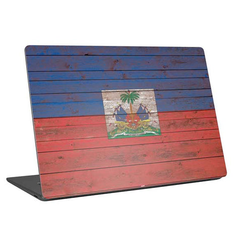 Haiti Flag Dark Wood Universal Laptop 12in (9.8 x 6.8in) Skin