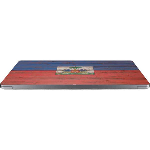 Haiti Flag Dark Wood Universal Laptop 12in (9.8 x 6.8in) Skin