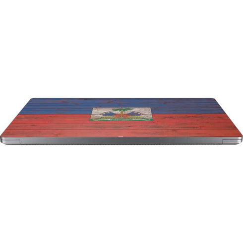 Haiti Flag Dark Wood Universal Laptop 14in (11.4 x 8.2in) Skin