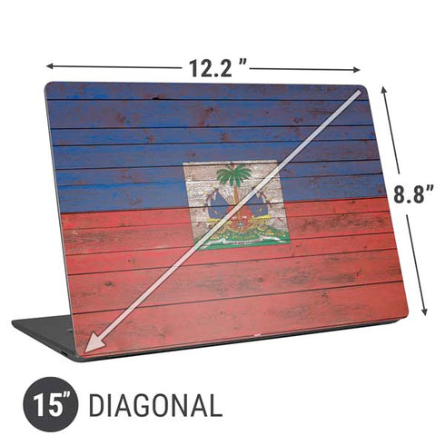 Haiti Flag Dark Wood Universal Laptop 15in (12.2 x 8.8in) Skin