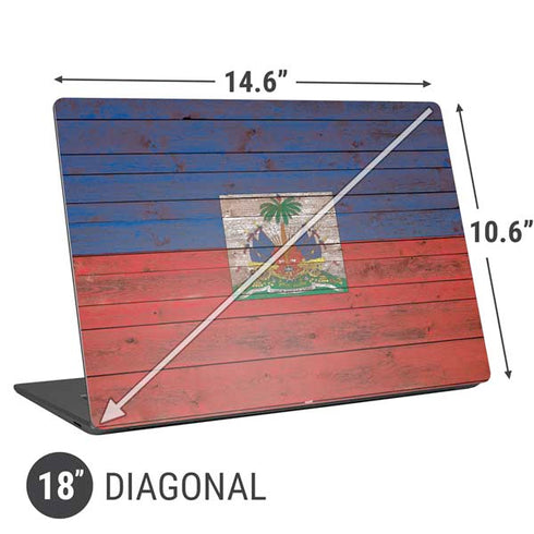 Haiti Flag Dark Wood Universal Laptop 18in (14.6 x 10.6in) Skin