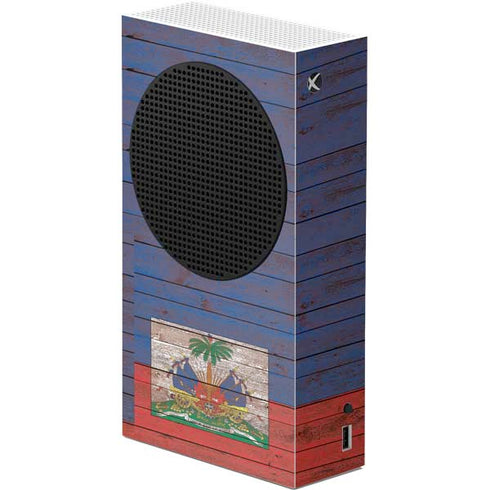 Haiti Flag Dark Wood Xbox Series S Console Skin