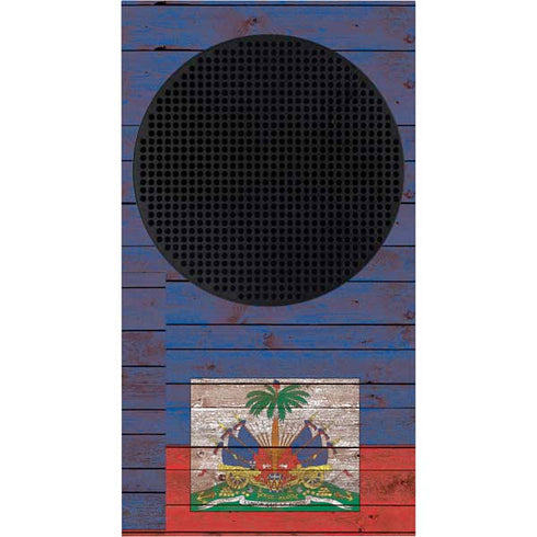 Haiti Flag Dark Wood Xbox Series S Console Skin