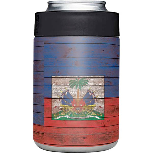Haiti Flag Dark Wood Yeti Colster Can Insulator Skin