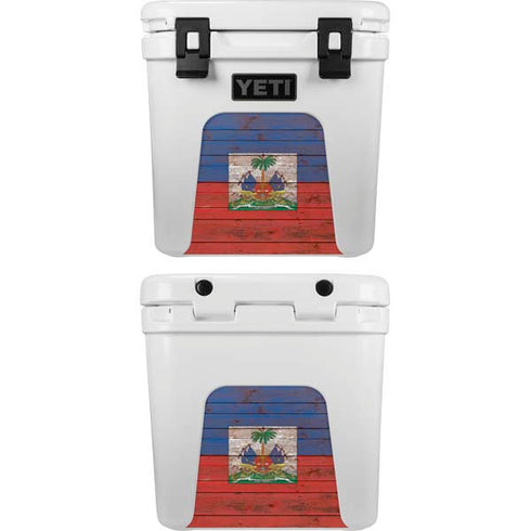 Haiti Flag Dark Wood YETI Roadie 24 Hard Cooler Skin