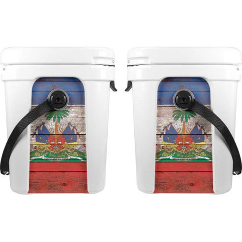 Haiti Flag Dark Wood YETI Roadie 24 Hard Cooler Skin