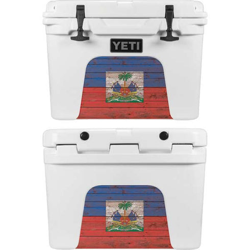 Haiti Flag Dark Wood YETI Tundra 35 Hard Cooler Skin