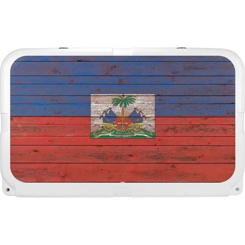 Haiti Flag Dark Wood YETI Tundra 45 Hard Cooler Skin