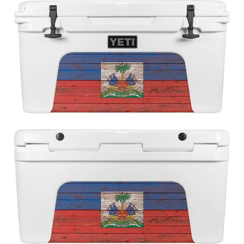 Haiti Flag Dark Wood YETI Tundra 65 Hard Cooler Skin