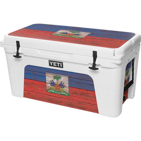 Haiti Flag Dark Wood YETI Tundra 75 Hard Cooler Skin