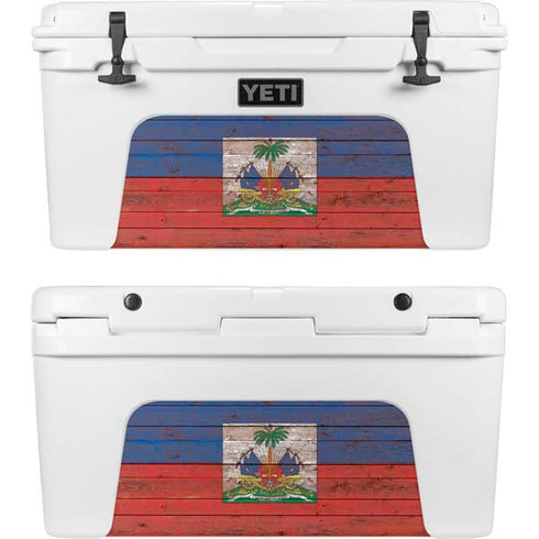 Haiti Flag Dark Wood YETI Tundra 75 Hard Cooler Skin