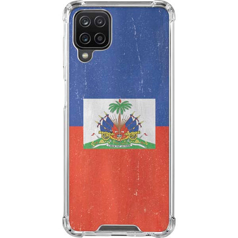 Haiti Flag Distressed Galaxy A12 Clear Case
