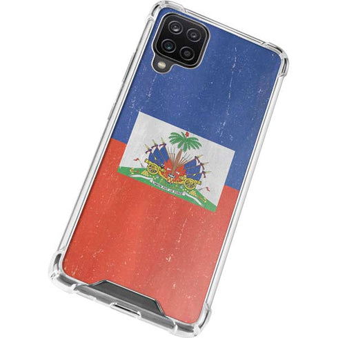 Haiti Flag Distressed Galaxy A12 Clear Case