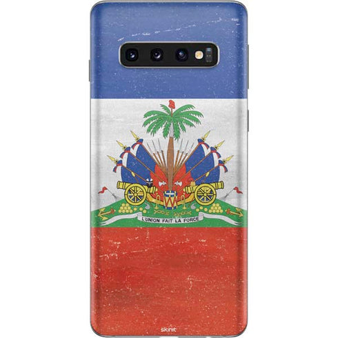 Haiti Flag Distressed Galaxy S10 Skin