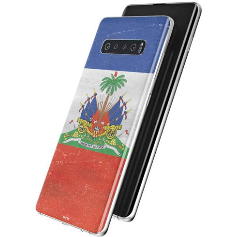 Haiti Flag Distressed Galaxy S10 Skin