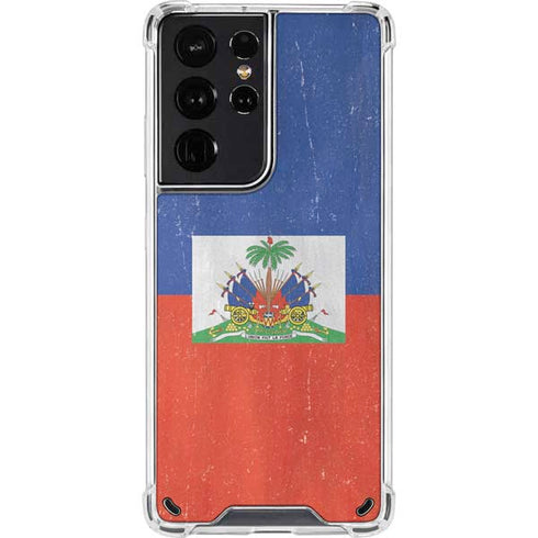 Haiti Flag Distressed Galaxy S21 Ultra 5G Clear Case