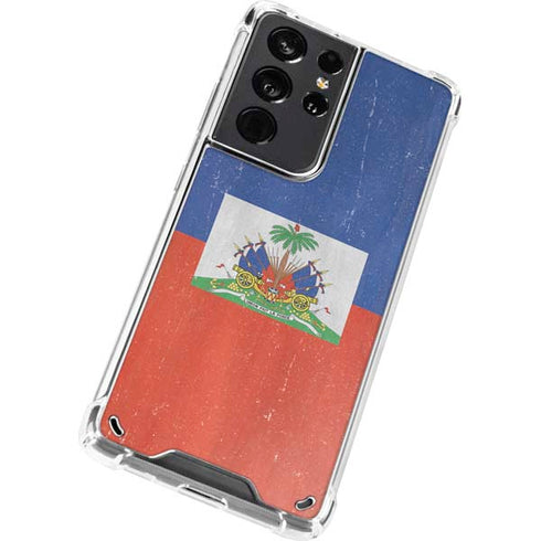 Haiti Flag Distressed Galaxy S21 Ultra 5G Clear Case