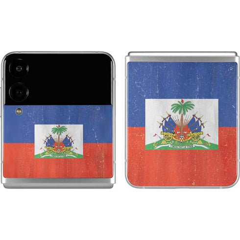 Haiti Flag Distressed Galaxy Z Flip4 5G Skin