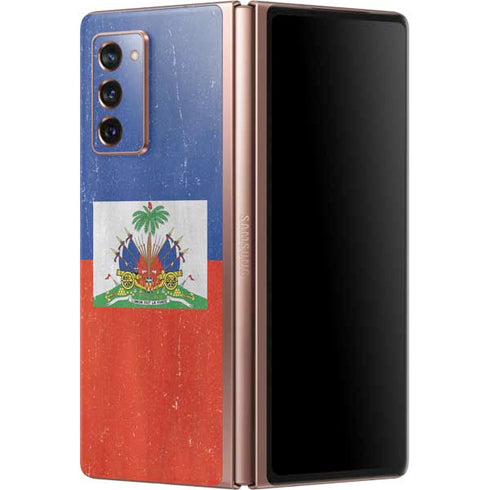 Haiti Flag Distressed Galaxy Z Fold2 5G Skin