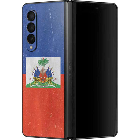 Haiti Flag Distressed Galaxy Z Fold3 5G Skin