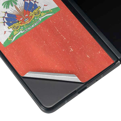 Haiti Flag Distressed Galaxy Z Fold3 5G Skin