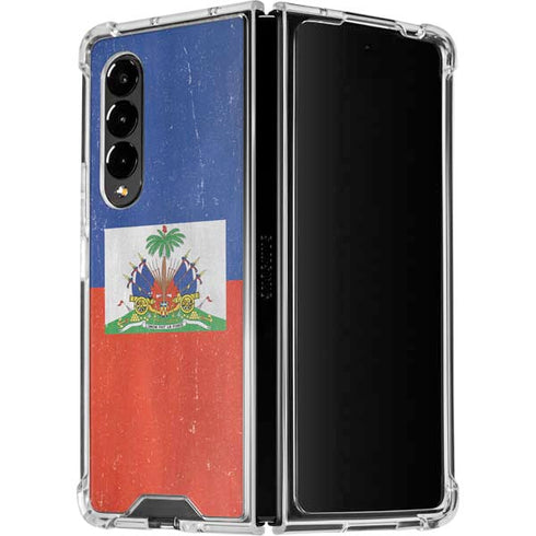 Haiti Flag Distressed Galaxy Z Fold4 5G Clear Case