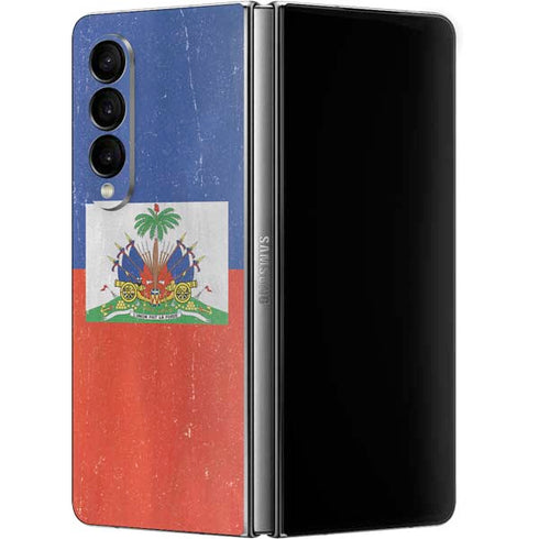 Haiti Flag Distressed Galaxy Z Fold4 5G Skin
