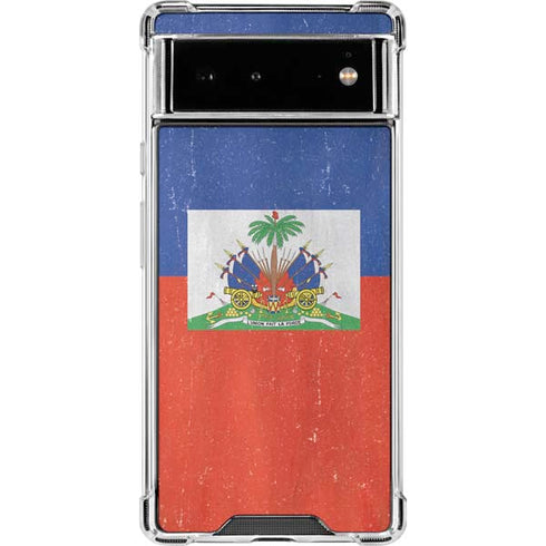 Haiti Flag Distressed Google Pixel 6 Clear Case