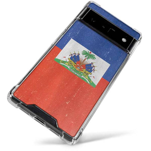 Haiti Flag Distressed Google Pixel 6 Clear Case