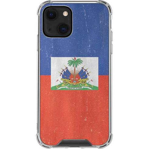 Haiti Flag Distressed iPhone 15 Plus Clear Case