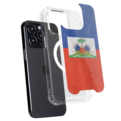 Haiti Flag Distressed iPhone 15 Pro MagSafe Case