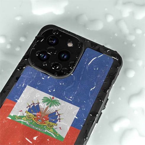Haiti Flag Distressed iPhone 14 Pro Waterproof Case