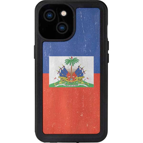 Haiti Flag Distressed iPhone 15 Waterproof Case