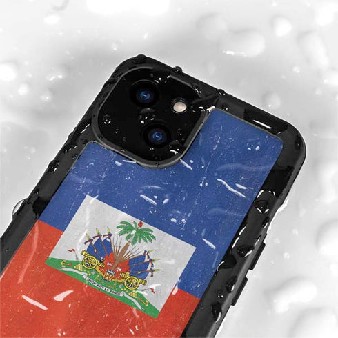 Haiti Flag Distressed iPhone 15 Waterproof Case