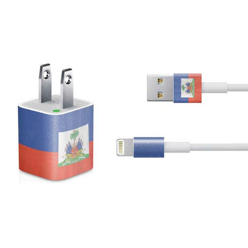 Haiti Flag Distressed iPhone Charger (5W USB) Skin