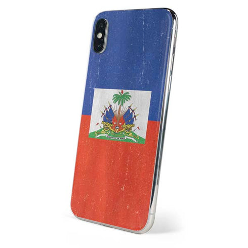 Haiti Flag Distressed iPhone X Skin