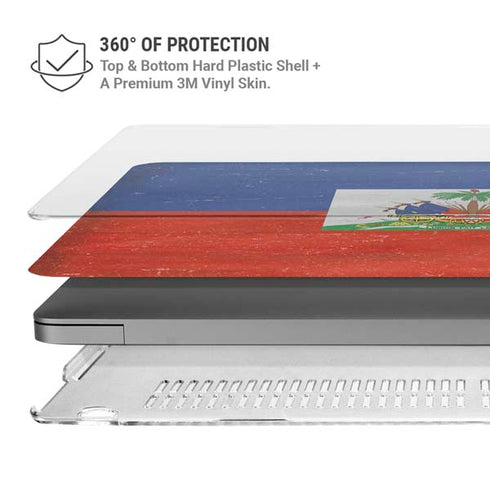 Haiti Flag Distressed MacBook Pro 16in (2021-25) Case plus Skin