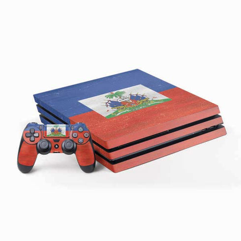 Haiti Flag Distressed PS4 Pro Bundle Skin