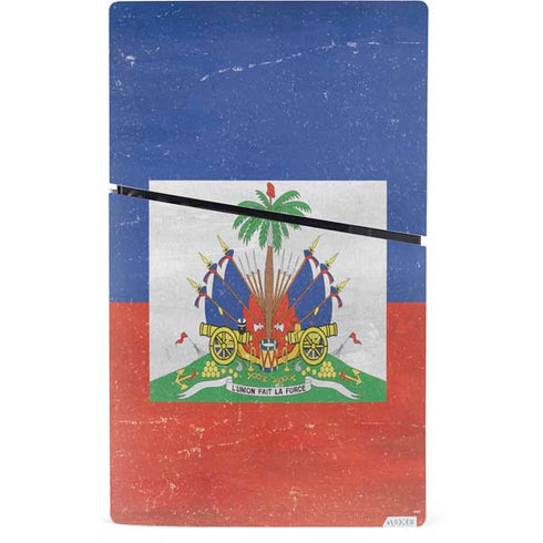 Haiti Flag Distressed PS5 Slim Digital Edition Bundle Skin