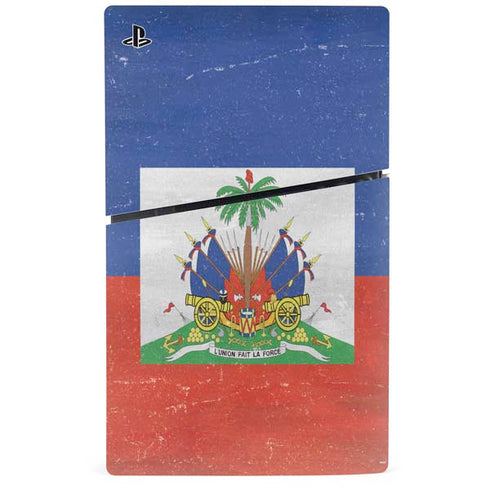 Haiti Flag Distressed PS5 Slim Digital Edition Console Skin