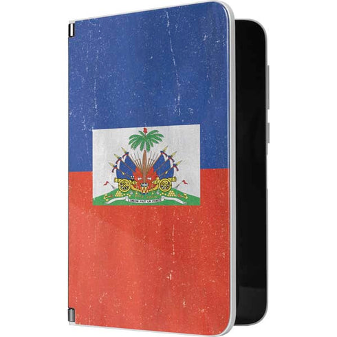Haiti Flag Distressed Surface Duo Skin