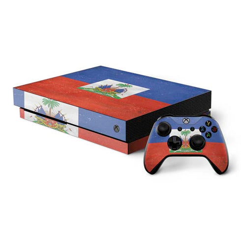 Haiti Flag Distressed Xbox One X Bundle Skin