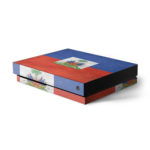 Haiti Flag Distressed Xbox One X Console Skin