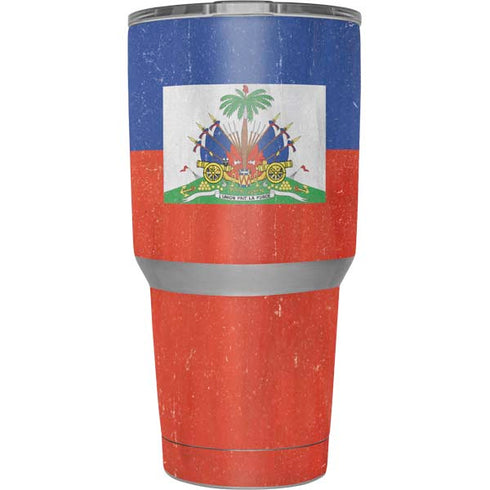 Haiti Flag Distressed Yeti 30oz Rambler Tumbler Skin