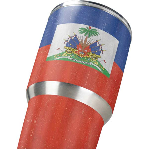 Haiti Flag Distressed Yeti 30oz Rambler Tumbler Skin
